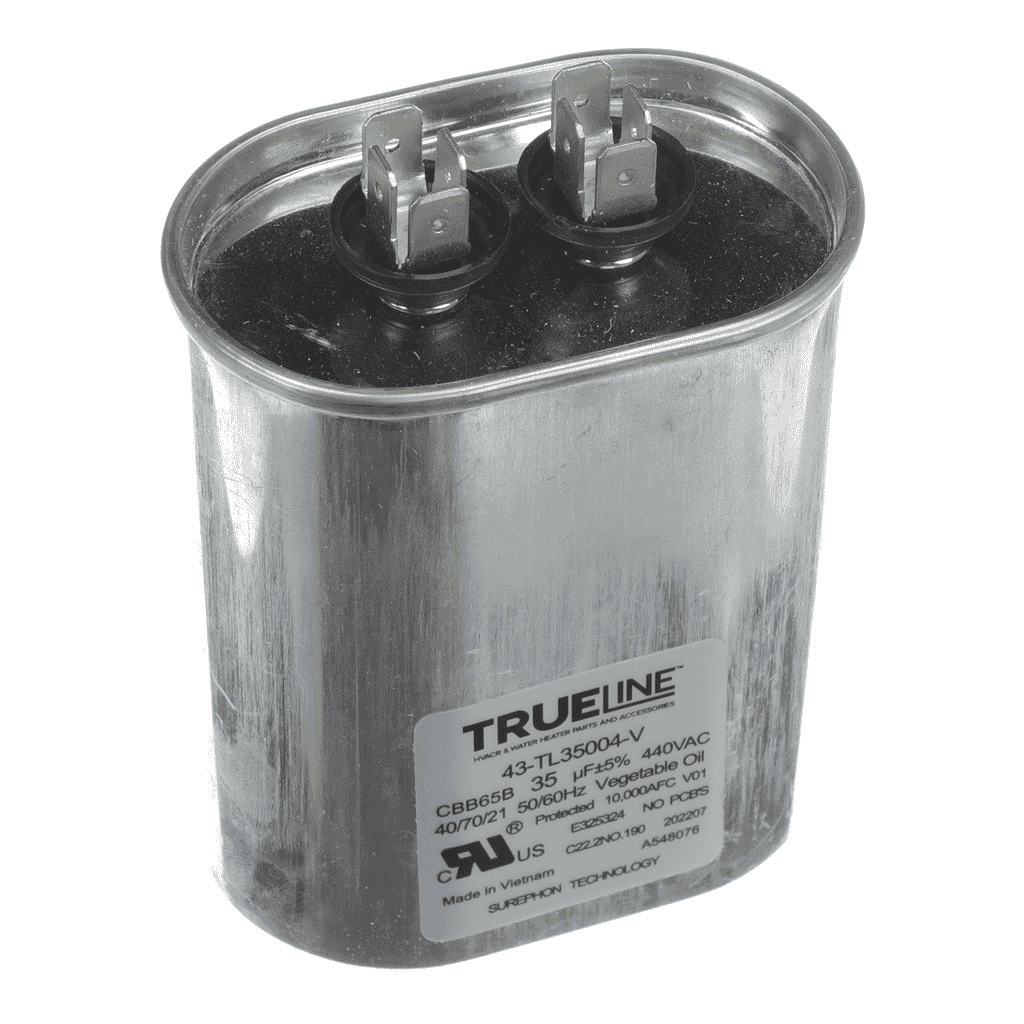 This is a genuine Rheem 43-TL35004-V CAPACITOR - 35/440 SINGLE OVAL