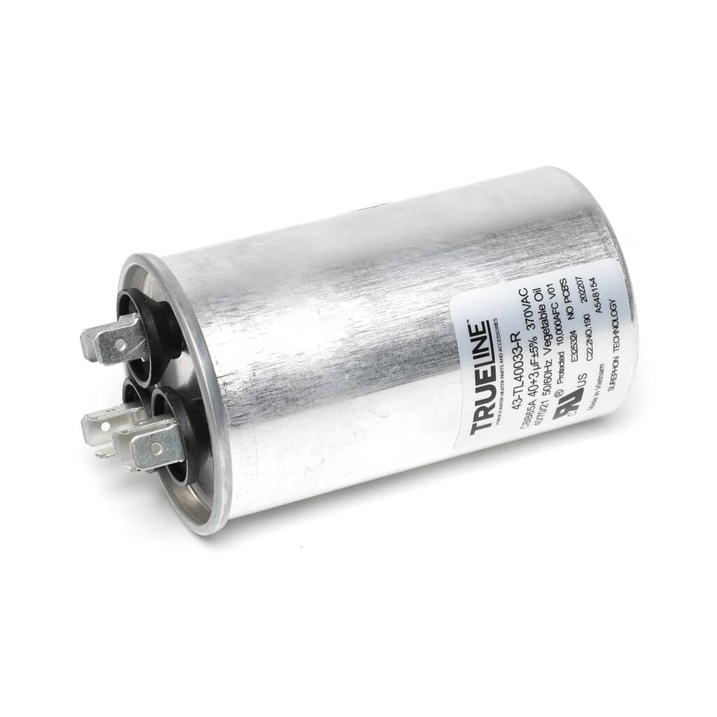 This is a genuine Rheem 43-TL40033-R CAPACITOR - 40/3/370 DUAL ROUN