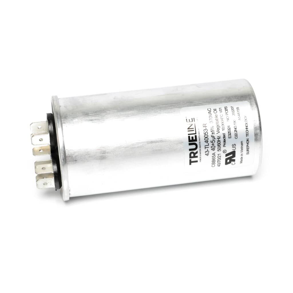 This is a genuine Rheem 43-TL40053-R CAPACITOR - 40/5/370 DUAL ROUN