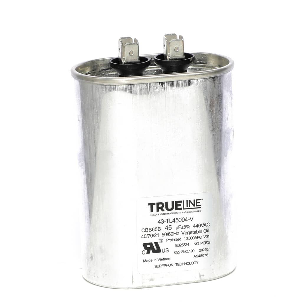 This is a genuine Rheem 43-TL45004-V CAPACITOR - 45/440 SINGLE OVAL