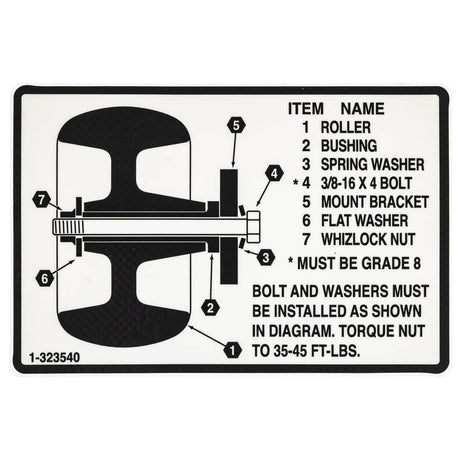 This is a genuine Exmark 1-323540 DECAL,ROLLER MOUNTING