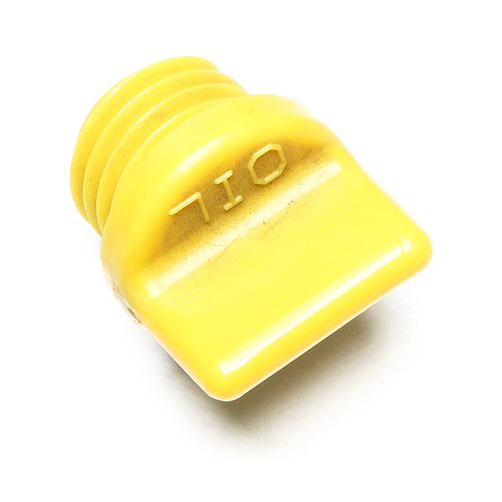 This is a genuine Generac Delco G076329 PLUG, OIL FILL PLSTC,YELLOW