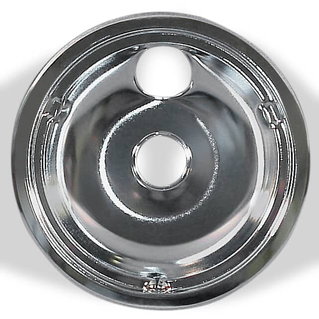 This is a genuine GE WB31K5025 8 INCH CHROME BURNER BOWL - EL