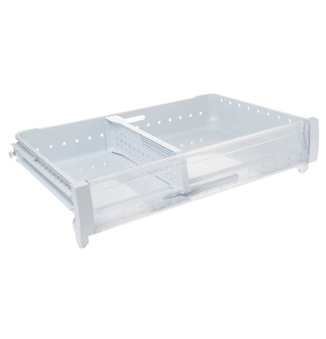 This is a genuine GE WR32X36734 WHITE FREEZER UPPER BASKET W/