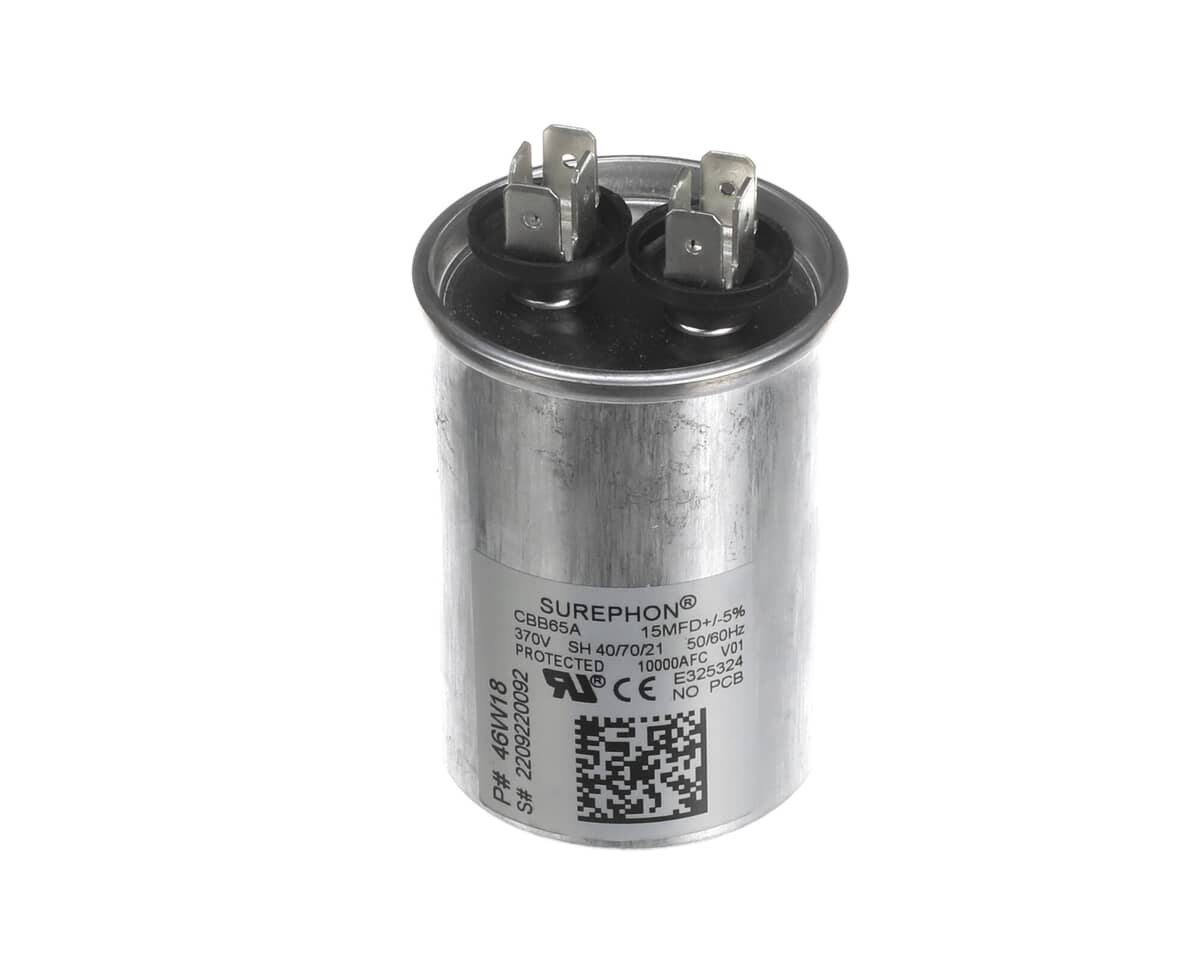This is a genuine Lennox 46W18 RUN CAPACITOR, 15 MFD, 370V, R