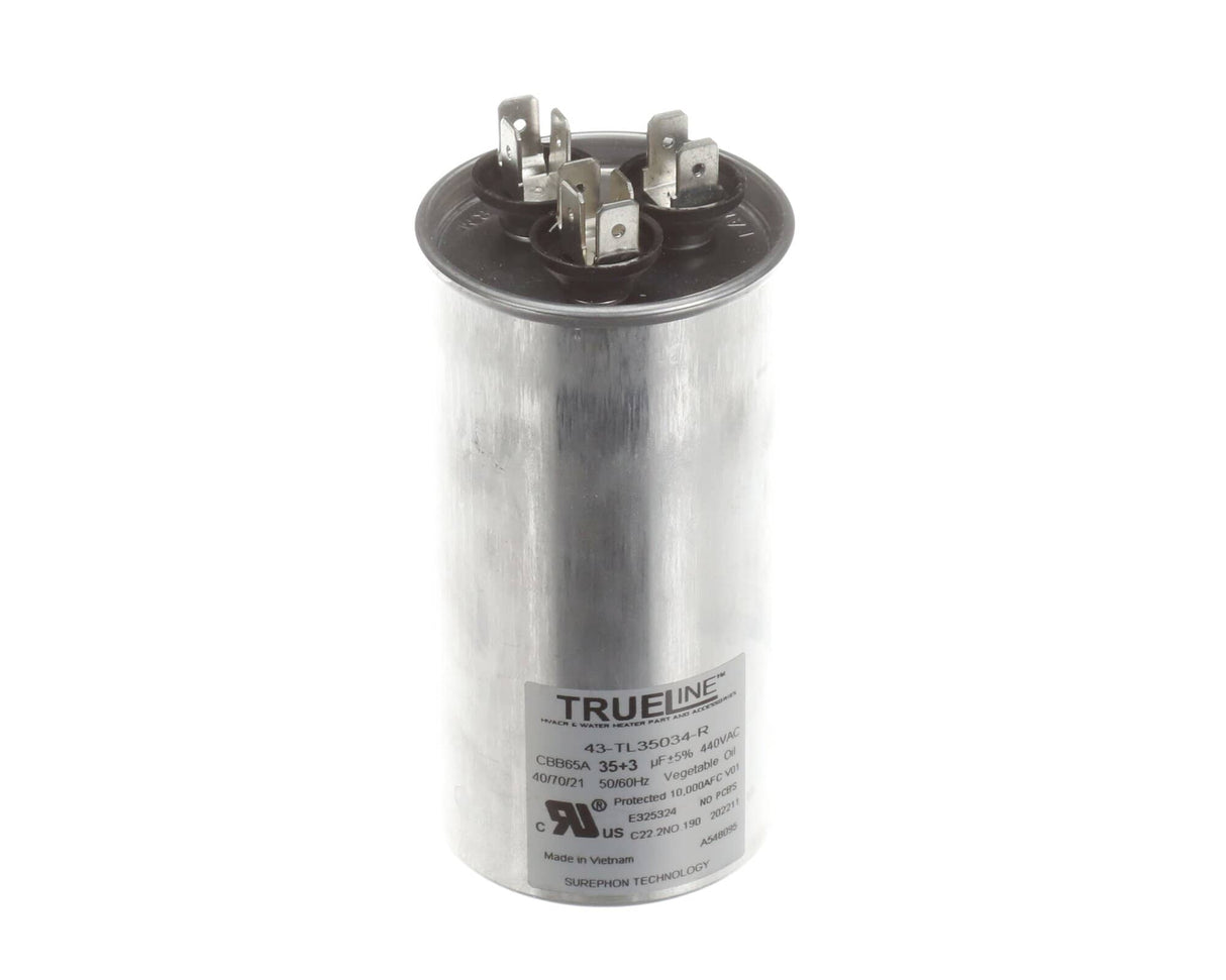 This is a genuine Rheem 43-TL35034-R CAPACITOR - 35/3/440 DUAL ROUN