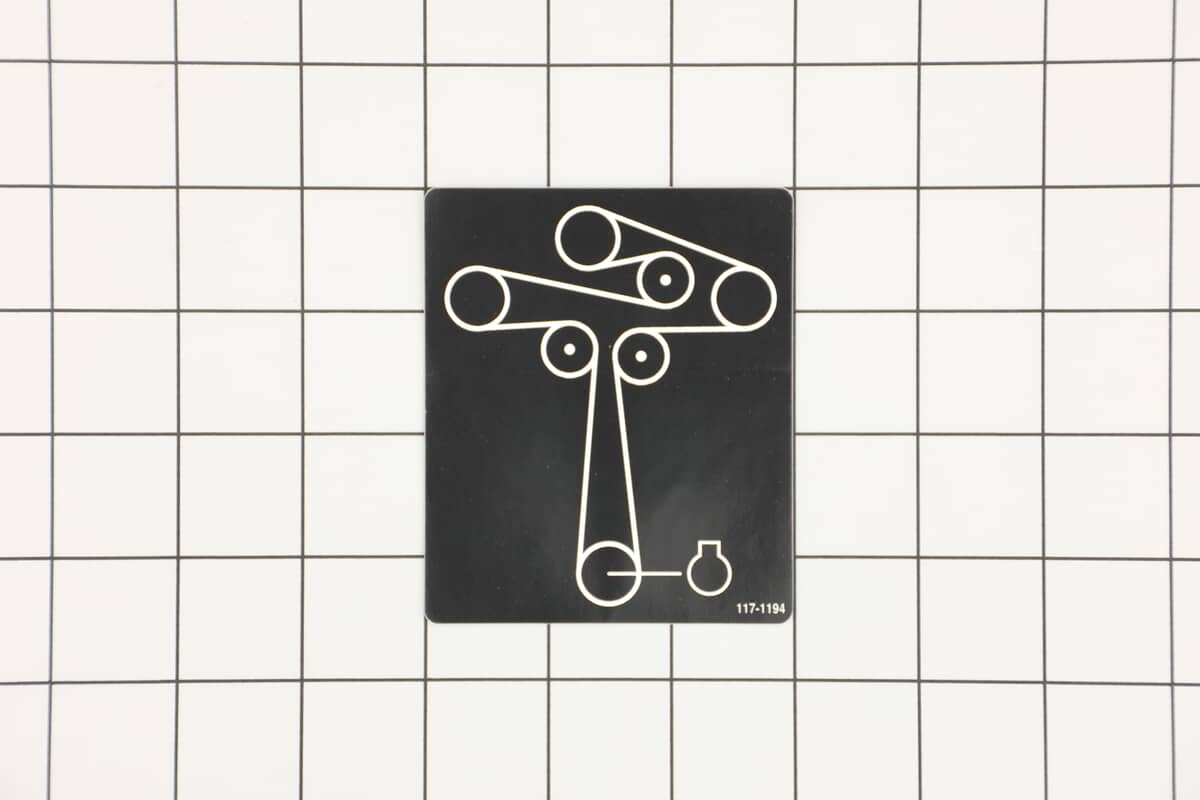 This is a genuine Toro 117-1194 DECAL-ROUTING, BELT