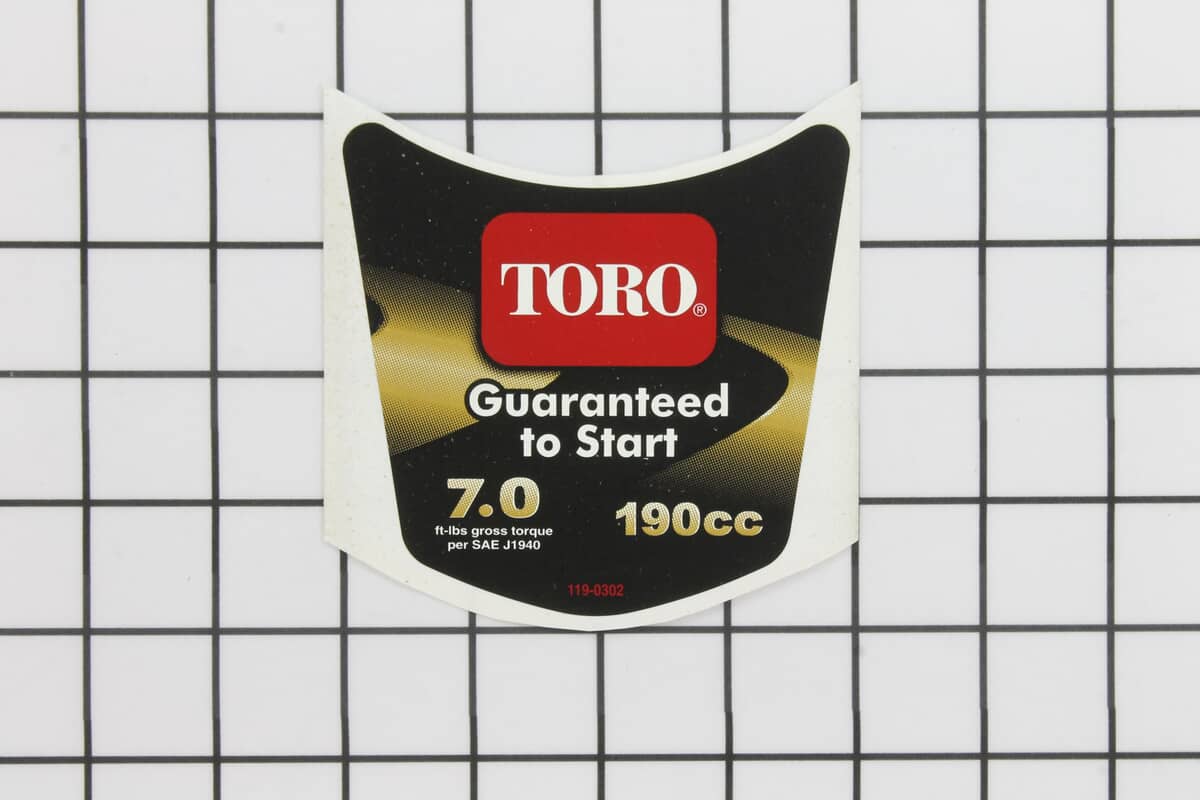 This is a genuine Toro 119-0302 DECAL-SHROUD