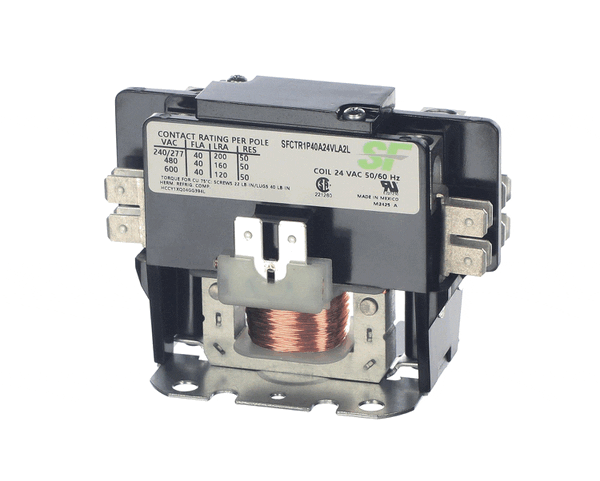 Trane SFCTR1P40A24VLA2L CONTACTOR; 1P 40A 24VAC / LUGS