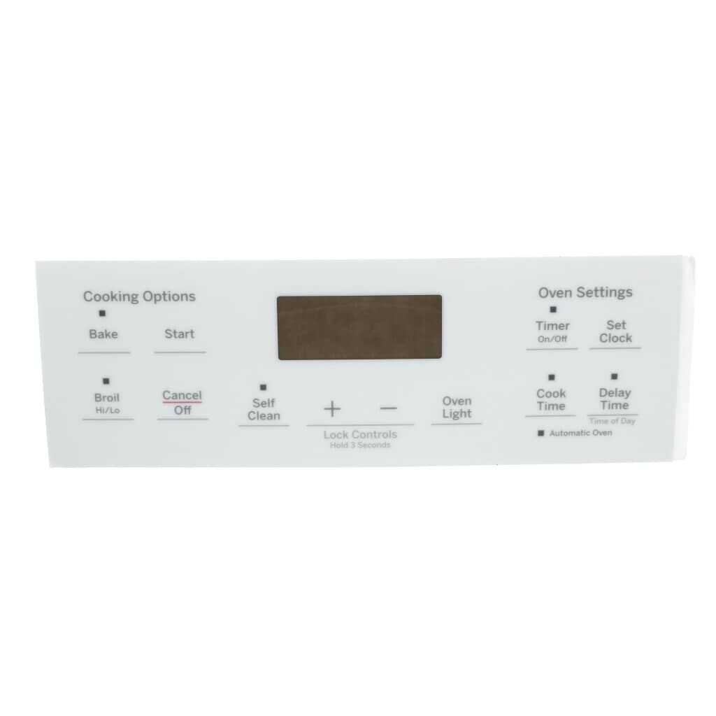 This is a genuine GE WB07X44619 FACEPLATE GRAPHICS-WHITE