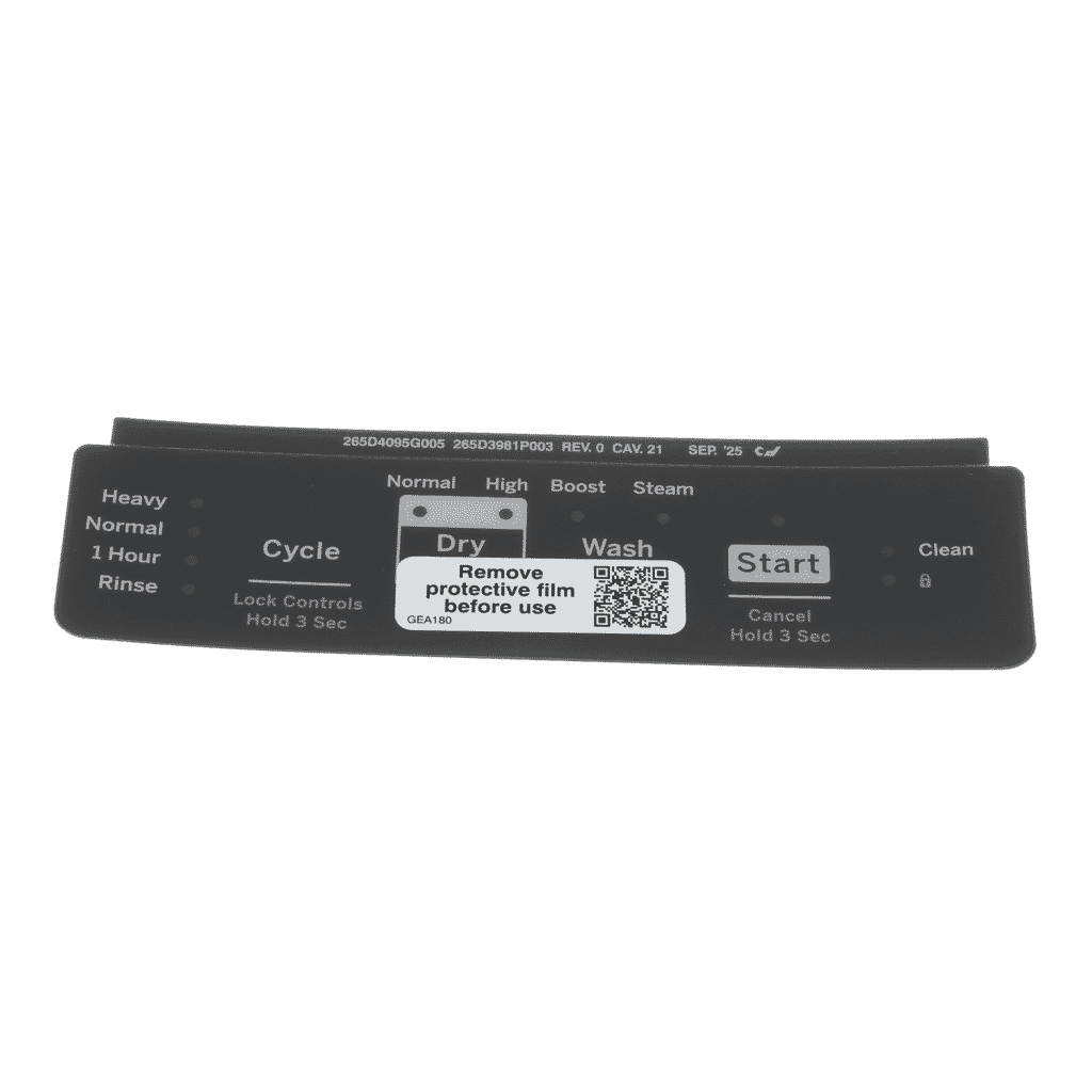 This is a genuine GE WD34X27879 GRAY CONTROL PANEL OVERLAY