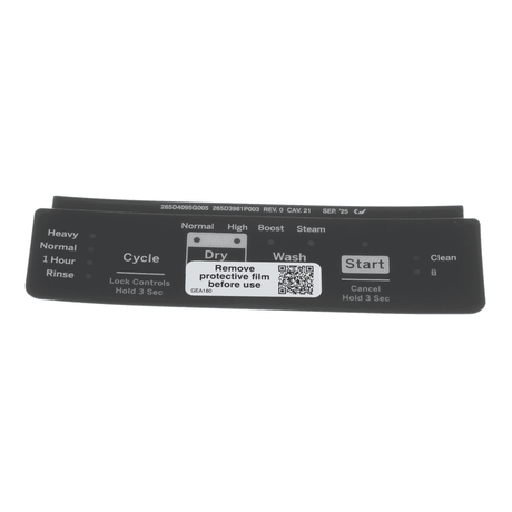 This is a genuine GE WD34X27879 GRAY CONTROL PANEL OVERLAY